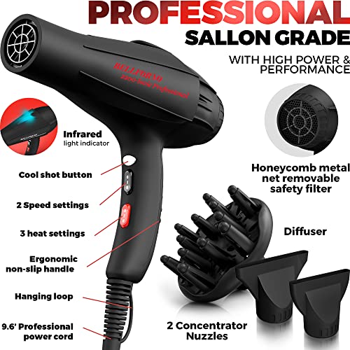 Professional 2200W Diffuser Hair Dryer for Curly and Natural Wavy Hair