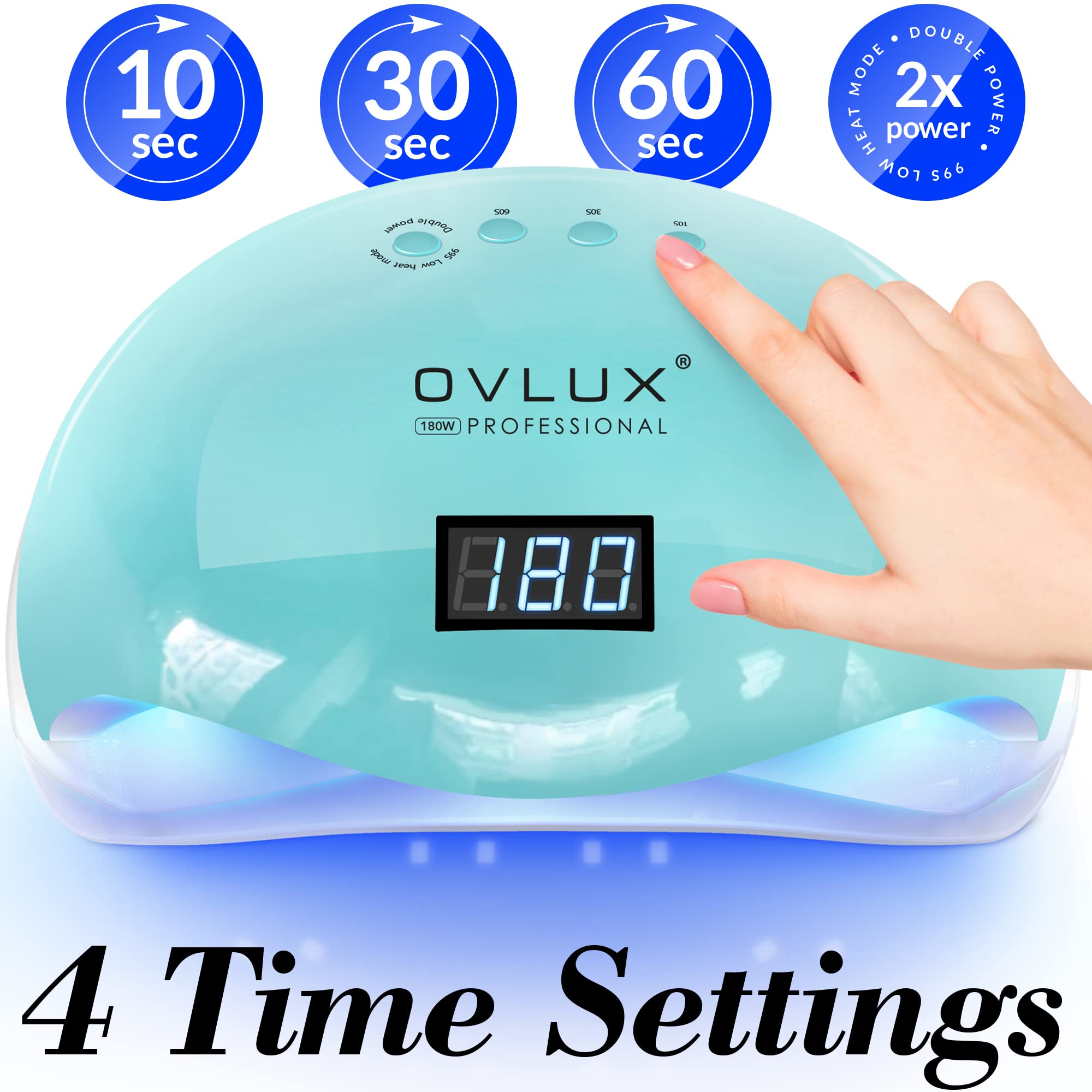 UV LED Nail Lamp 180W, Professional Nail Dryer Gel Polish Light, UV Nail Light with 57 Bulbs, 16 Files & Buffers, Nail Polish Curing Gel LED Dryer, Professional Nail Art Tools - Color Tiffany