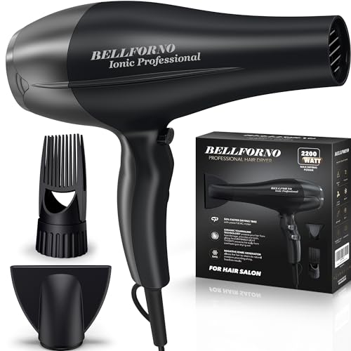 Fast-Dry 2200W Negative Ionic Ceramic Hair Dryer Tourmaline Technology - Lightweight & Quiet Professional Salon Blow Dryer with ADC Motor - hairdryer