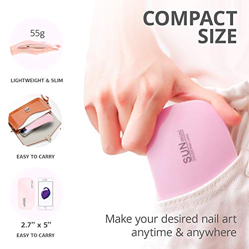 OVLUX Mini UV LED Nail Lamp USB Portable Gel Curing Lamp Pocket Size Mini Nail Dryer Nail UV Light (Pink)