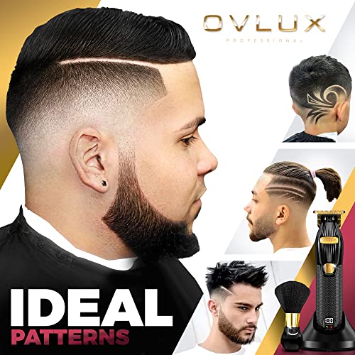 Professional Cordless Hair Trimmer for Men by OVLUX - High-Precision, Long-Lasting Battery, LED Display, includes 4 Guide Combs & Accessories - Ideal for Barbers & Home Grooming