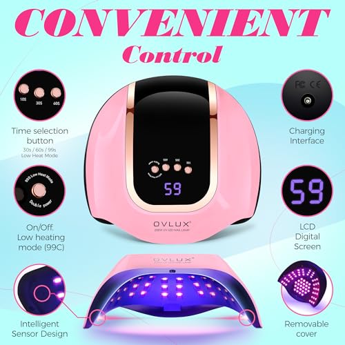 UV Light for Nails - 208W UV LED Nail Lamp with 66 Beads, Professional Nail Dryer for Quick Drying - lampara led para uñas Profesional