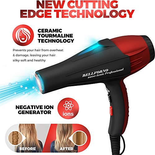 Professional Ionic Salon Hair Dryer Black/Red