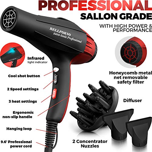 Professional Ionic Salon Hair Dryer Black/Red