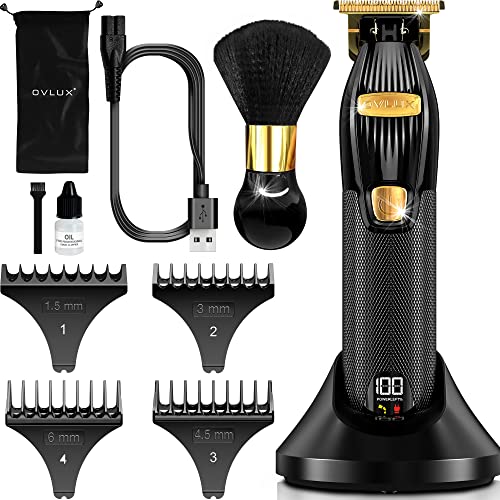 Professional Cordless Hair Trimmer for Men by OVLUX - High-Precision, Long-Lasting Battery, LED Display, includes 4 Guide Combs & Accessories - Ideal for Barbers & Home Grooming