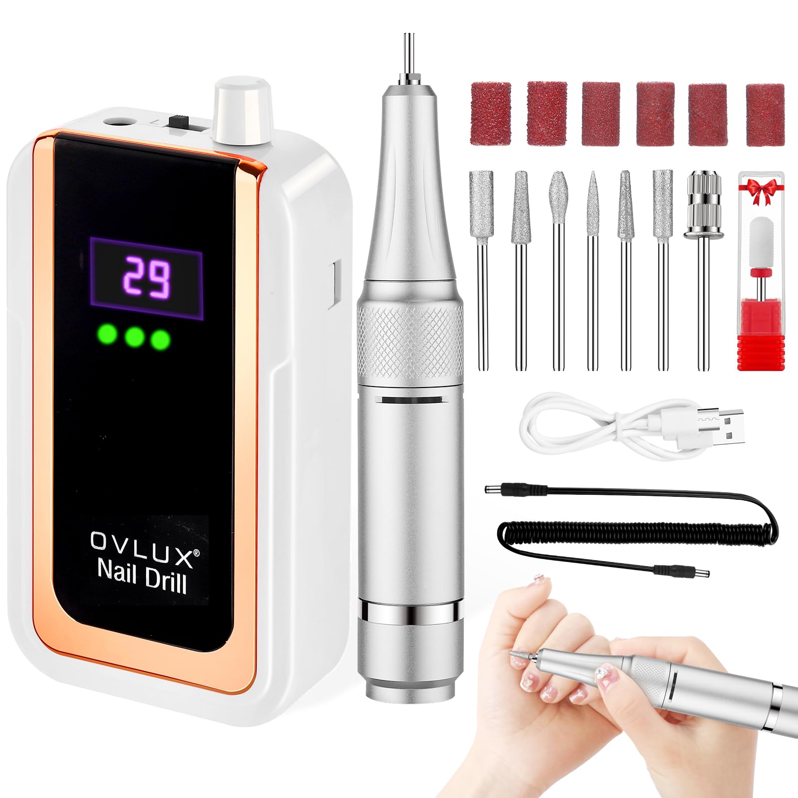 Professional Nail Drill Machine: 45000 RPM, LCD Display, Rechargeable Battery, for Acrylic & Gel Nails - Perfect for Salon and Home Use