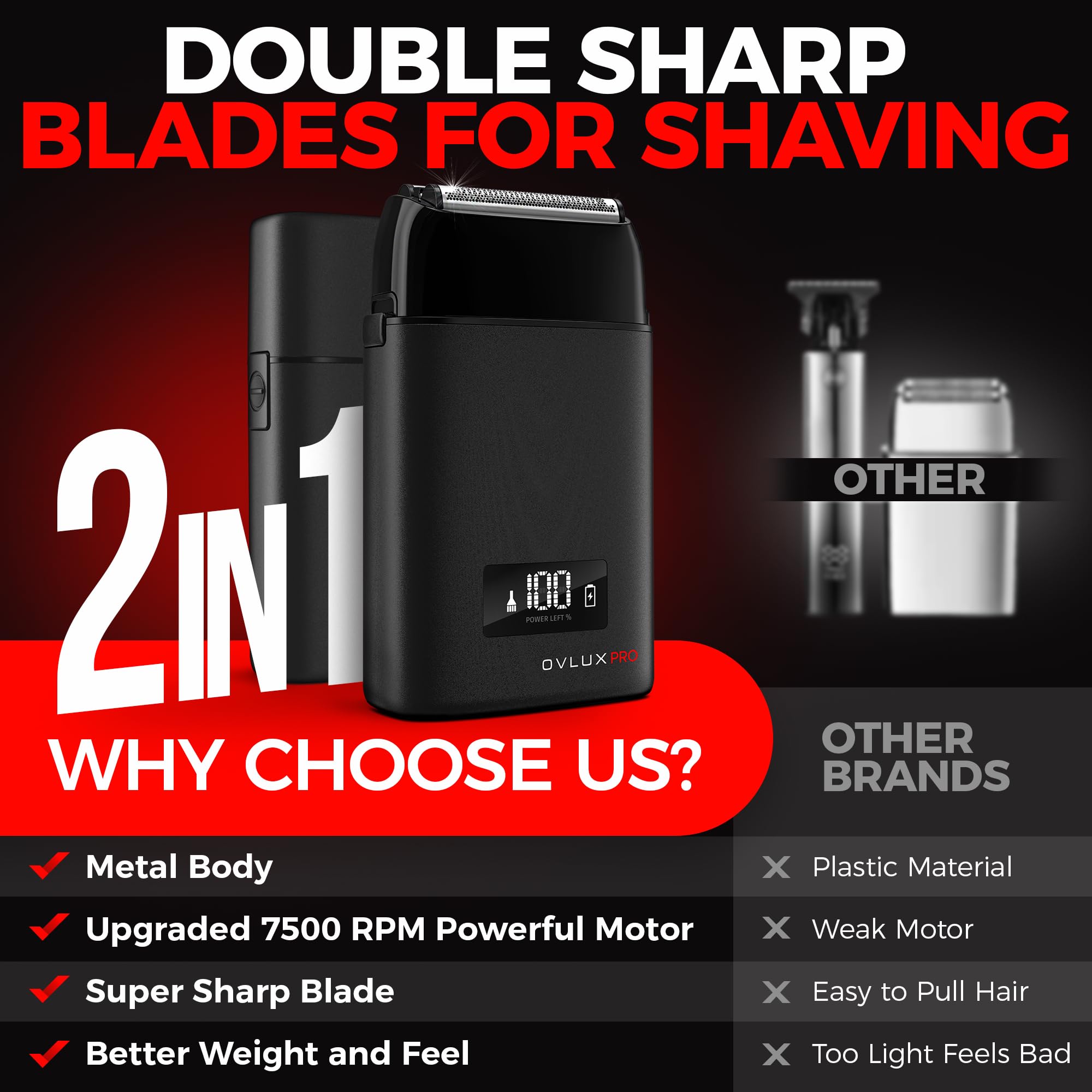 Metal Shell Three Blades Foil Shaver for Men: Dual-Foil with Trimmer - Ideal Barber Face Shavers for Bald Heads, Perfect Gifts for Men, Him, Dad, Father, Husband