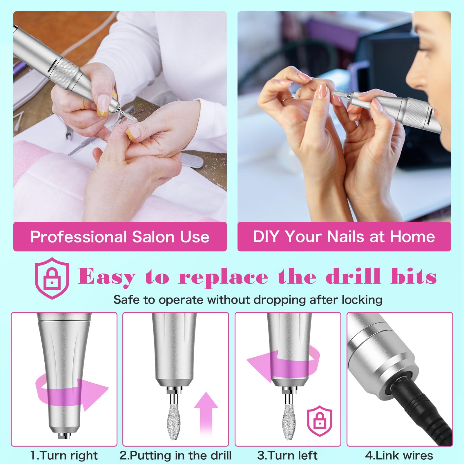 Professional Nail Drill Machine: 45000 RPM, LCD Display, Rechargeable Battery, for Acrylic & Gel Nails - Perfect for Salon and Home Use