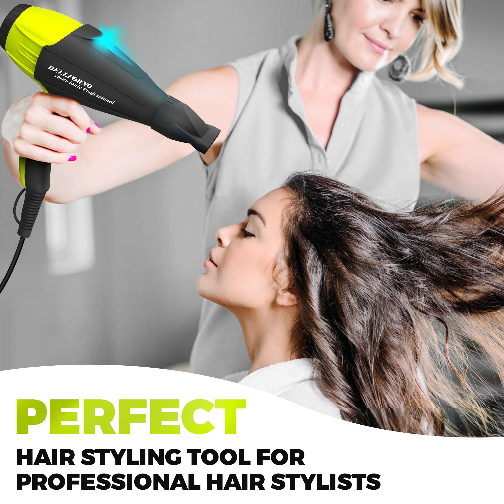 Professional Ionic 2200W Hair Dryer with Diffuser for Salon Use