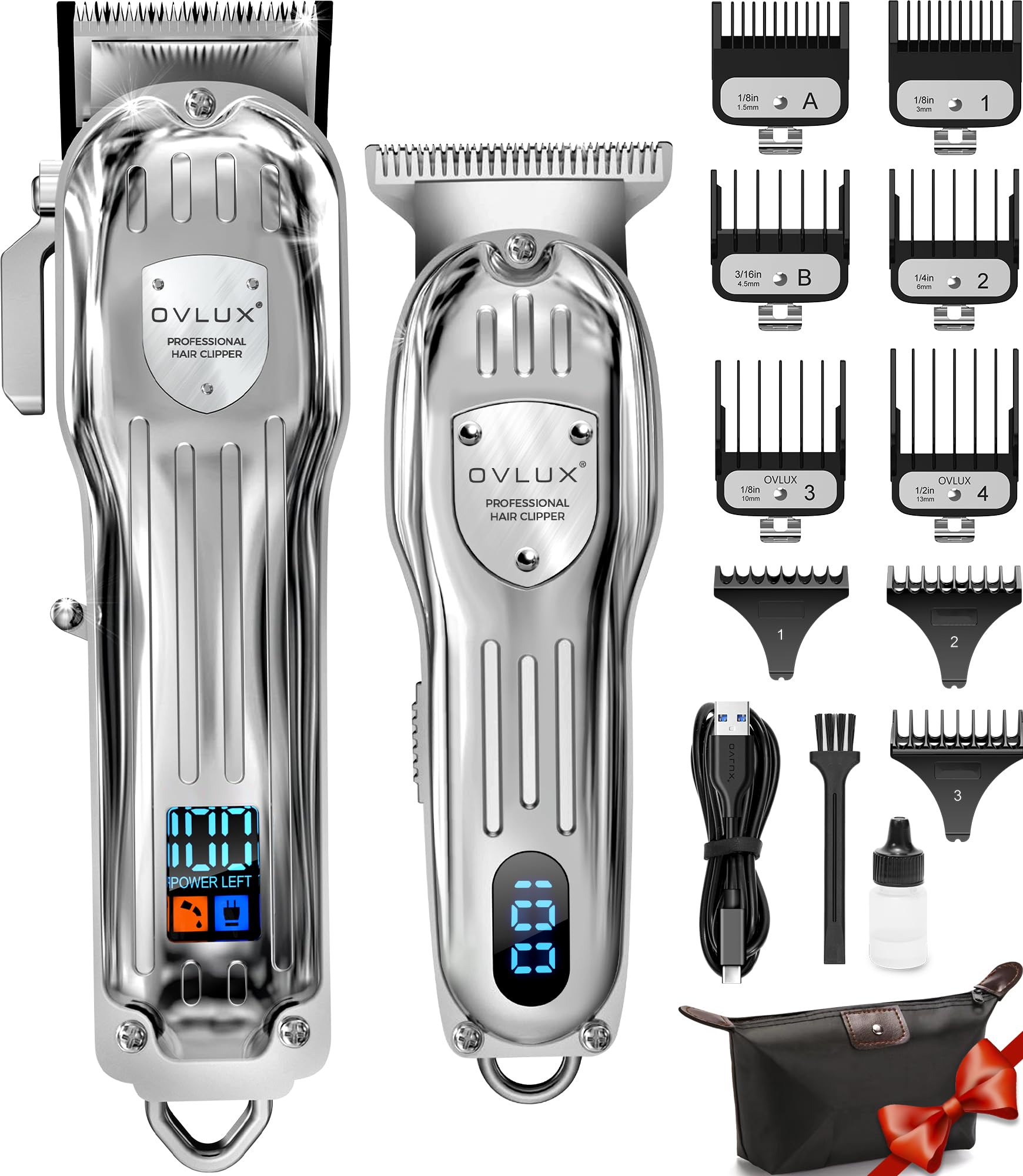 Professional Hair Clippers for Menं Cordless Beard and Hair Trimmer Set with LCD Display - Barber-Grade Haircut Kit, Complete Grooming Essentials with Travel Case - Ideal Gift for Men