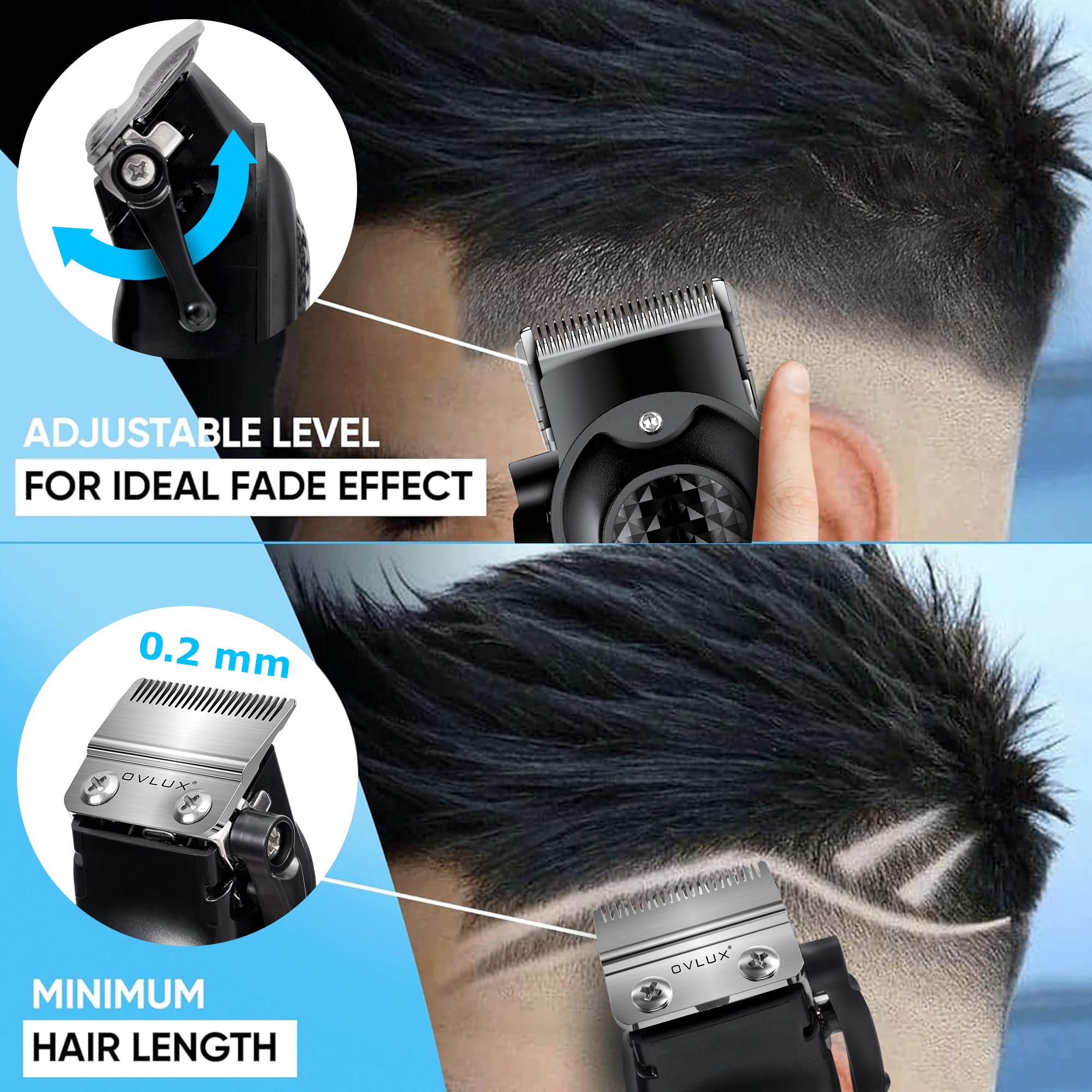 OVLUX Cordless Hair Clippers for Men: Professional Barber Clippers for Precision Grooming, Rechargeable and Powerful - Máquina para Cortar Pelo de Hombre